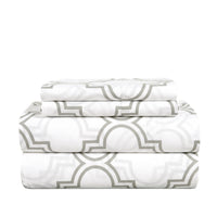 100% Organic Washed Cotton Sheet Set - Trellis Silver